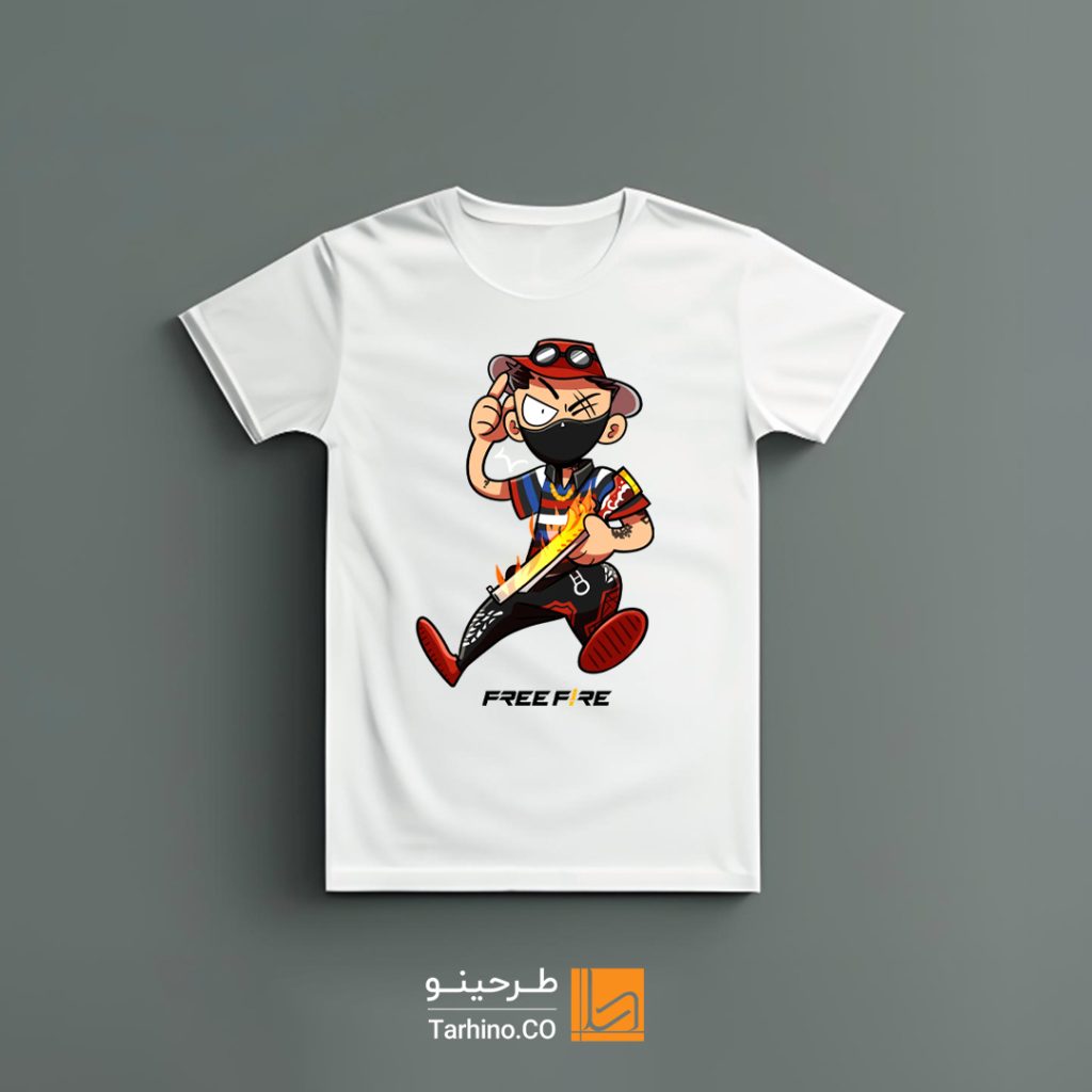 تیشرت طرح دار گیمیر فری فایر
