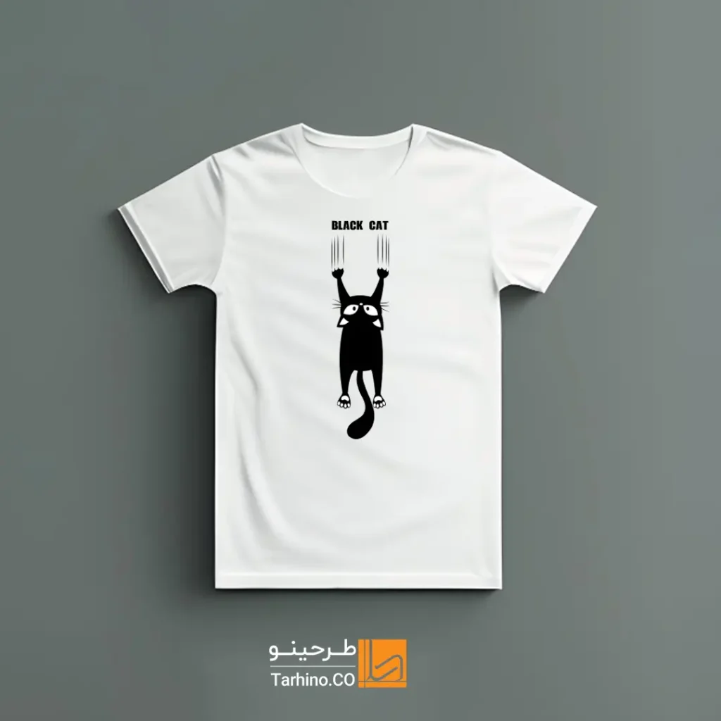 تیشرت طرح گربه سیاه