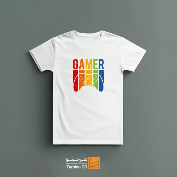 تیشرت با طرح نوشته گیمر و گیم پد