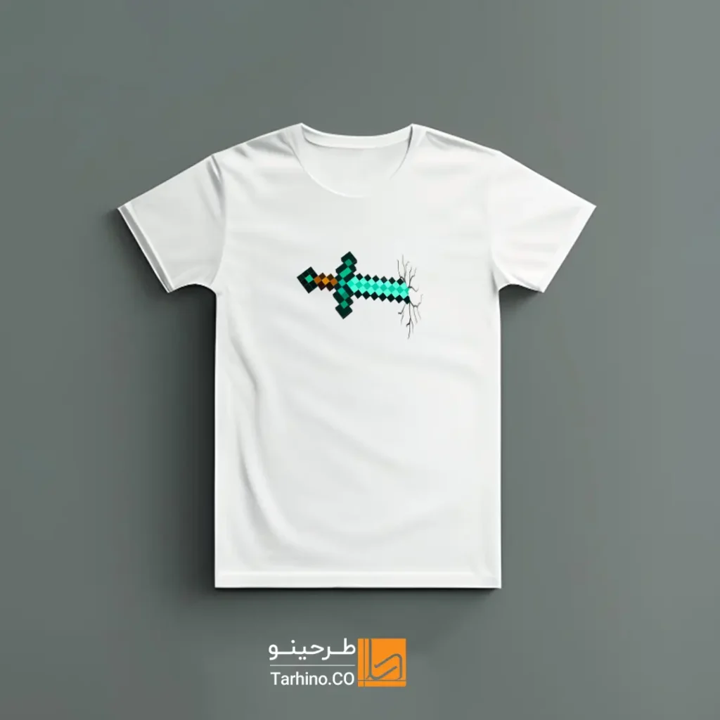 تیشرت با طرح شمشیر بازی ماینکرافت